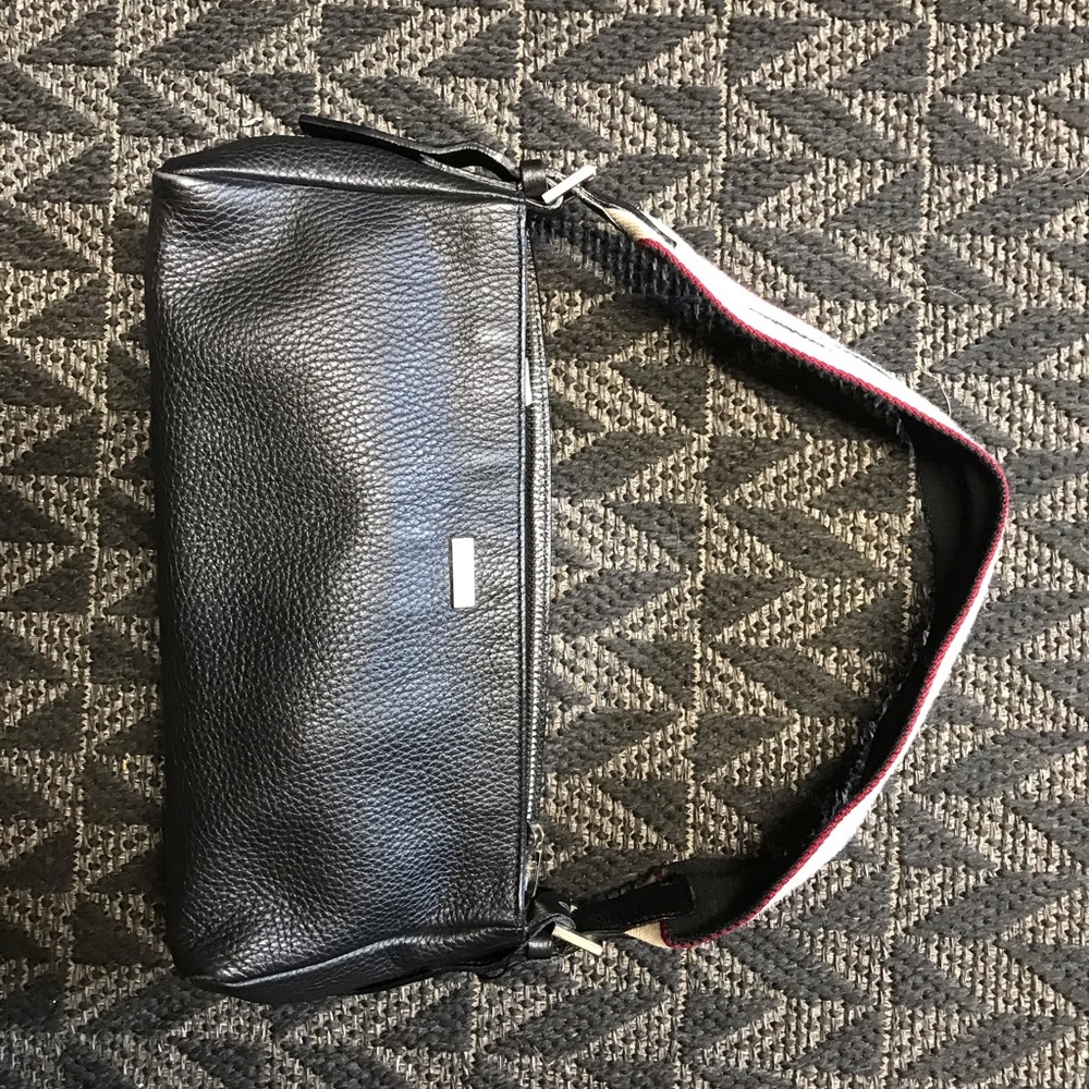 Burberry shoulder leather bag with canvas strap